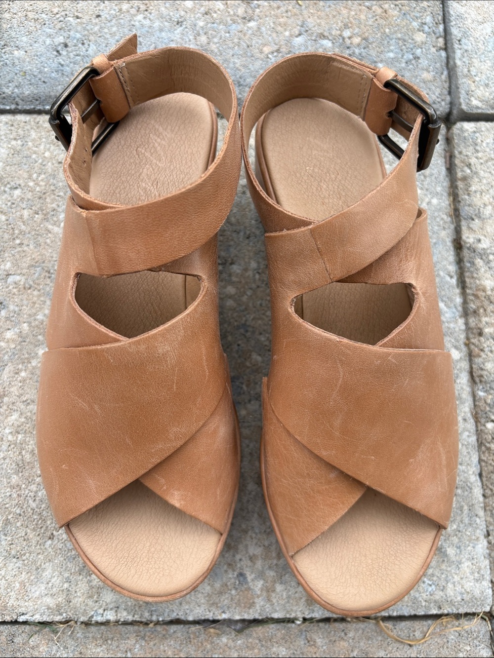 Matisse Tan Crisscross Leather Ankle Strap Sandals